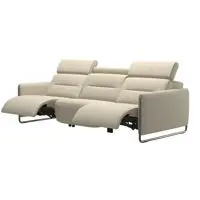 Emily Steel Leather Power Three Seater Sofa
